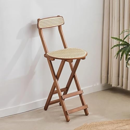 NMVAWIPT Klappbarer Barstuhl Aus Holz Mit Fußstütze Und Rückenlehne, Stapelbare Esszimmerstühle Im Retro-Stil Aus Gewebtem Stoff for Küche, Büro, Bar, Arbeitszimmer(Style2,26x49x100cm) von NMVAWIPT
