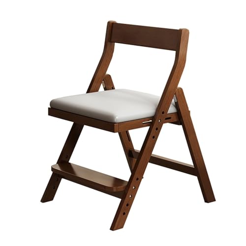 NMVAWIPT Klappbarer Esszimmerstuhl Aus Holz – Schlichtes Design Mit Weichem Kissen, Höhenverstellbar for Schlafzimmer, Wohnheim, Wohnung Und Garten(Walnut+Light Gray) von NMVAWIPT
