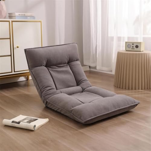 NMVAWIPT Klappbarer Gaming-Sofa-Meditationsstuhl, Gepolstert, Umwandelbarer Bodenschläfer, 5-Positionen-Nackenverstellung + Lendenwirbelstütze(Brown) von NMVAWIPT
