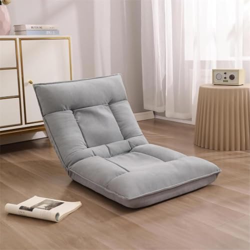 NMVAWIPT Klappbarer Gaming-Sofa-Meditationsstuhl, Gepolstert, Umwandelbarer Bodenschläfer, 5-Positionen-Nackenverstellung + Lendenwirbelstütze(Gray) von NMVAWIPT