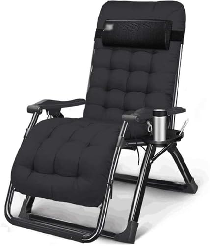 NMVAWIPT Klappbarer Liegestuhl for Das Nickerchen Im Büro, Leichte, Verstellbare Zero-Gravity-Loungesessel for Den Außenbereich, Liegestühle(Black,Ingen kudde) von NMVAWIPT