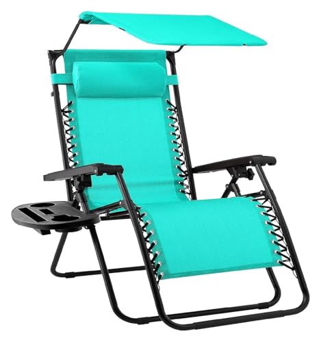 NMVAWIPT Klappbarer Liegestuhl for Den Rasen Im Freien Mit Verstellbarer Kopfstütze Mit Baldachin, Schwerelosigkeits-Liegestuhl for Die Terrasse(Mint) von NMVAWIPT