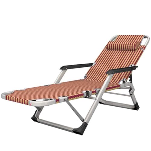 NMVAWIPT Klappbarer Terrassen-Liegestuhl for Outdoor-Camping, Garten, Terrasse, Rasen, Verstellbarer Anti-Schwerkraft-Loungesessel Mit Kopfstützenunterstützung(Red) von NMVAWIPT