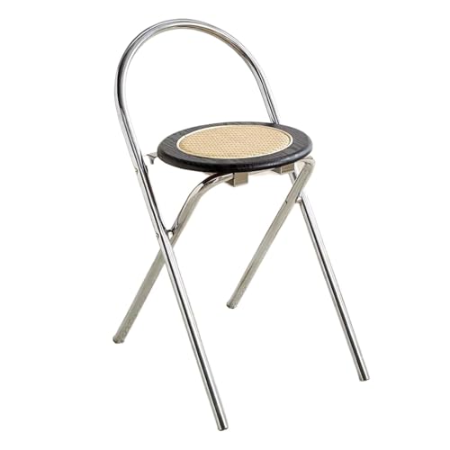 NMVAWIPT Klappbarer Thekenhocker for Pub, Geschäft, Café, Teil, Tragbarer Faltbarer Barhocker Mit Rattansitz, Frühstücksstuhl(Black) von NMVAWIPT