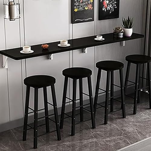 NMVAWIPT Klappbarer Wandtisch Mit 4 Barhockern Aus Massivholz – Vielseitiger Schreibtisch Holz for Küche Und Homeoffice(Black,23.6x15.7inch) von NMVAWIPT