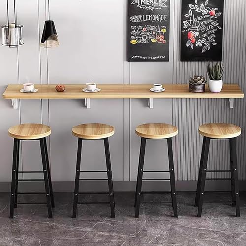 NMVAWIPT Klappbarer Wandtisch Mit 4 Barhockern Aus Massivholz – Vielseitiger Schreibtisch Holz for Küche Und Homeoffice(Natural,23.6x11.8inch) von NMVAWIPT