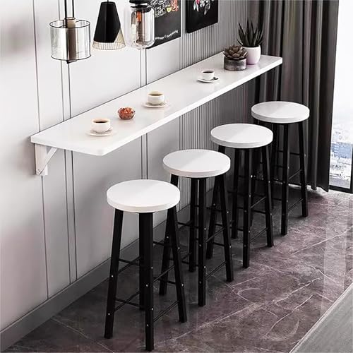 NMVAWIPT Klappbarer Wandtisch Mit 4 Barhockern Aus Massivholz – Vielseitiger Schreibtisch Holz for Küche Und Homeoffice(White,31.5x15.7inch) von NMVAWIPT