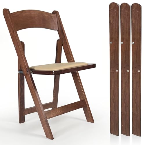 NMVAWIPT Klappstuhl Aus Holz Mit Gepolsterter Sitzfläche, for Hochzeiten, Bankette, Veranstaltungen, Hausversammlungen(Classic Fruitwood,4pcs) von NMVAWIPT