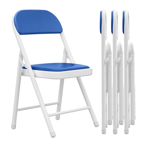 NMVAWIPT Klappstuhl Mit Gepolsterter Sitzfläche for Den Innen- Und Außenbereich. Stabiler Stahlrahmen, Tragkraft: 150 Kg(Blue,6pcs) von NMVAWIPT