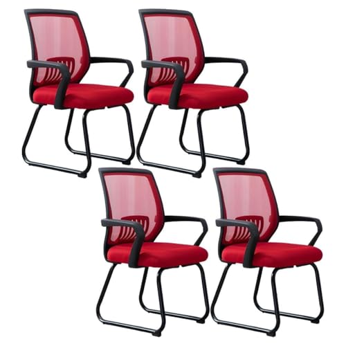 NMVAWIPT Konferenzstuhl for Gewerbliche Oder Private Zwecke, Gäste-, Empfangs- Und Besprechungsräume Im Büro Mit Lendenwirbelstütze(Black-red,4 Piece Set) von NMVAWIPT