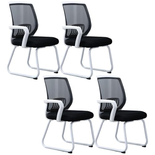 NMVAWIPT Konferenzstuhl for Gewerbliche Oder Private Zwecke, Gäste-, Empfangs- Und Besprechungsräume Im Büro Mit Lendenwirbelstütze(White-Black,4 Piece Set) von NMVAWIPT