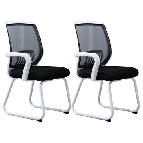 NMVAWIPT Konferenzstuhl for Gewerbliche Oder Private Zwecke, Gäste-, Empfangs- Und Besprechungsräume Im Büro Mit Lendenwirbelstütze(White-Black,6 Piece Set) von NMVAWIPT