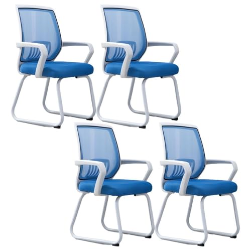 NMVAWIPT Konferenzstuhl for Gewerbliche Oder Private Zwecke, Gäste-, Empfangs- Und Besprechungsräume Im Büro Mit Lendenwirbelstütze(White-Blue,4 Piece Set) von NMVAWIPT