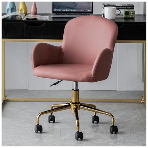 NMVAWIPT Leder-Bürostuhl for Zuhause – 360° Drehbar, Höhenverstellbar, Armlehnen, Ergonomischer Computerstuhl Mit Rollen(Pink) von NMVAWIPT