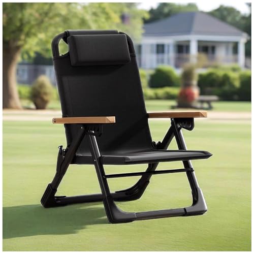 NMVAWIPT Liegestuhl for Die Terrasse Mit 5 Positionen Und Kopfstütze, Zusammenklappbarer, Tragbarer Relaxsessel for Rasen, Terrasse, Pool Und Garten(Black) von NMVAWIPT