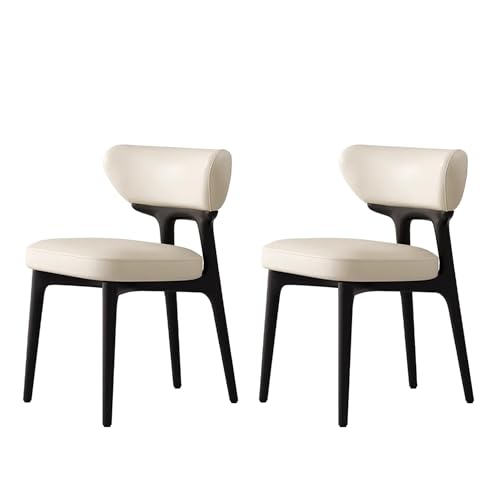 NMVAWIPT Mid Century Modern Esszimmerstühle Gepolsterte Holzbeine Küchenstühle Set(White Fabric,Set of 4) von NMVAWIPT