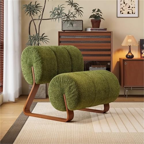 NMVAWIPT Mid-Century Modern Lammwolle Akzent Sofa Stuhl Mit Metallrahmen – Elliptisches Design for Wohnzimmer Schlafzimmer Balkon(Color 2) von NMVAWIPT