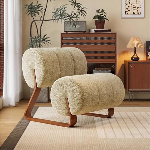 NMVAWIPT Mid-Century Modern Lammwolle Akzent Sofa Stuhl Mit Metallrahmen – Elliptisches Design for Wohnzimmer Schlafzimmer Balkon(Color 3) von NMVAWIPT
