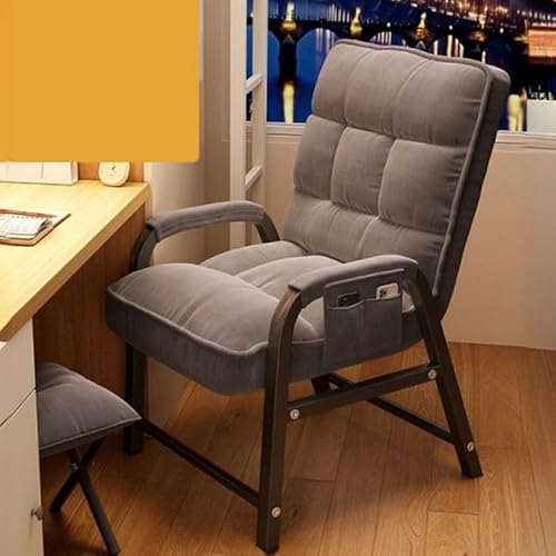 NMVAWIPT Minimalistischer Sessel for Wohnzimmer Und Schlafzimmer, Gepolsterter Akzent Mit Getufteter Rückenlehne, Moderne Liegestühle(Gray,Pillow+Ottoman) von NMVAWIPT