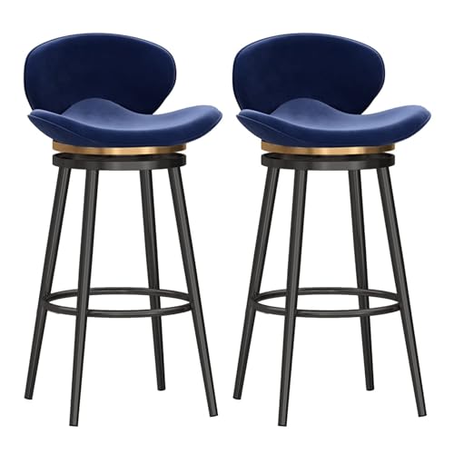 NMVAWIPT Moderne, Drehbare Barhocker In Thekenhöhe Mit Rückenlehne, 2er-Set, Mit Samt Gepolsterte Stuhlhocker for Kücheninsel-Esszimmer(Blue,65cm) von NMVAWIPT
