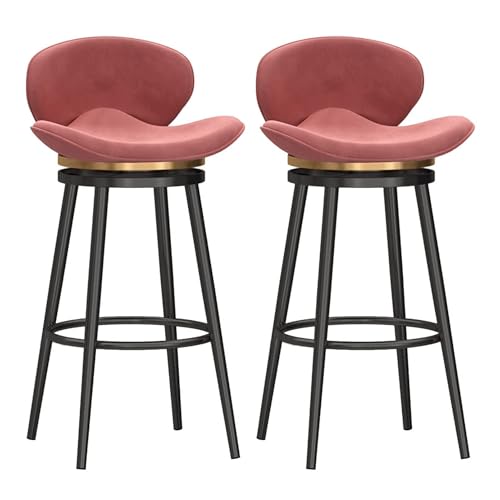 NMVAWIPT Moderne, Drehbare Barhocker In Thekenhöhe Mit Rückenlehne, 2er-Set, Mit Samt Gepolsterte Stuhlhocker for Kücheninsel-Esszimmer(Pink,65cm) von NMVAWIPT