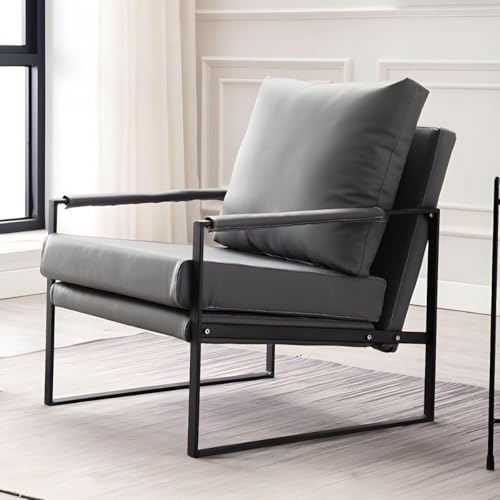 NMVAWIPT Moderne Akzentstühle Aus Ultraweichem Mikrofaserleder, Gepolsterter Sessel, Lesesessel for Das Wohnzimmer Mit Metallbeinen(Gray,1 Piece) von NMVAWIPT