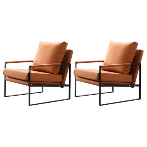 NMVAWIPT Moderne Akzentstühle Aus Ultraweichem Mikrofaserleder, Gepolsterter Sessel, Lesesessel for Das Wohnzimmer Mit Metallbeinen(Orange,2 Pieces) von NMVAWIPT