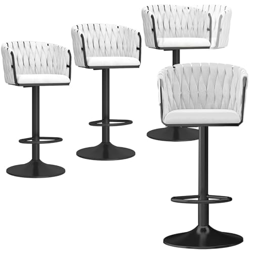 NMVAWIPT Moderne Barhocker 4er Set, 360° Drehbarer Höhenverstellbarer Barstuhl Mit Rückenlehne for Kücheninsel, Bar, Café, Pub(Gray) von NMVAWIPT