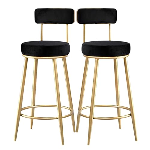 NMVAWIPT Moderne Barhocker Aus Samt, 2er-Set, Frühstücksthekenhocker Mit Ergonomischer Rückenlehne for Küche, Restaurant, Pub(Black) von NMVAWIPT