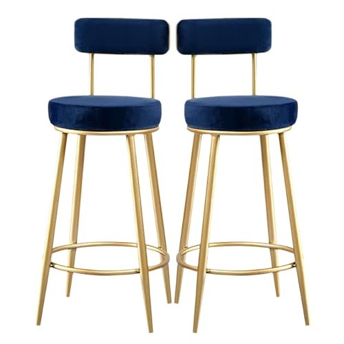 NMVAWIPT Moderne Barhocker Aus Samt, 2er-Set, Frühstücksthekenhocker Mit Ergonomischer Rückenlehne for Küche, Restaurant, Pub(Blue) von NMVAWIPT