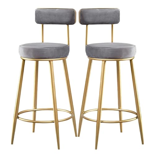 NMVAWIPT Moderne Barhocker Aus Samt, 2er-Set, Frühstücksthekenhocker Mit Ergonomischer Rückenlehne for Küche, Restaurant, Pub(Gray) von NMVAWIPT