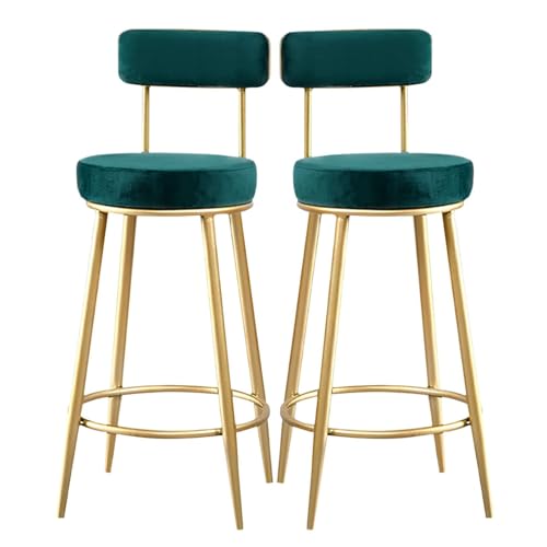NMVAWIPT Moderne Barhocker Aus Samt, 2er-Set, Frühstücksthekenhocker Mit Ergonomischer Rückenlehne for Küche, Restaurant, Pub(Green) von NMVAWIPT