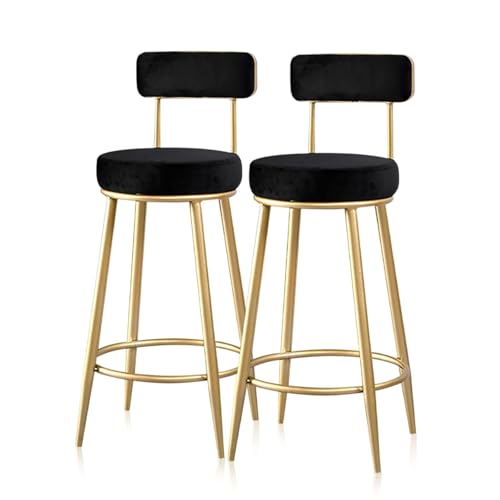 NMVAWIPT Moderne Barhocker Aus Samt, 2er-Set, Hocker In Thekenhöhe, Esszimmerstuhl Mit Rückenlehne for Kücheninsel, Café, Pub(Black) von NMVAWIPT
