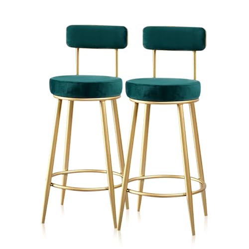 NMVAWIPT Moderne Barhocker Aus Samt, 2er-Set, Hocker In Thekenhöhe, Esszimmerstuhl Mit Rückenlehne for Kücheninsel, Café, Pub(Green) von NMVAWIPT