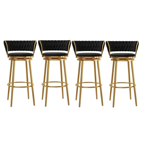 NMVAWIPT Moderne Barhocker Aus Samt Mit Drehfunktion In Thekenhöhe, Stuhlhocker Mit Niedriger Rückenlehne Und Fußstütze for Das Esszimmer Auf Der Kücheninsel(Black,4 PCS) von NMVAWIPT