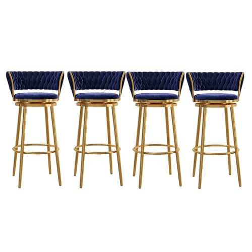 NMVAWIPT Moderne Barhocker Aus Samt Mit Drehfunktion In Thekenhöhe, Stuhlhocker Mit Niedriger Rückenlehne Und Fußstütze for Das Esszimmer Auf Der Kücheninsel(Blue,4 PCS) von NMVAWIPT
