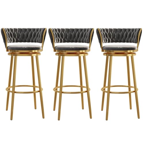 NMVAWIPT Moderne Barhocker Aus Samt Mit Drehfunktion In Thekenhöhe, Stuhlhocker Mit Niedriger Rückenlehne Und Fußstütze for Das Esszimmer Auf Der Kücheninsel(Gray,3 PCS) von NMVAWIPT