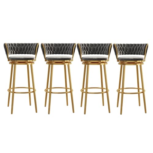 NMVAWIPT Moderne Barhocker Aus Samt Mit Drehfunktion In Thekenhöhe, Stuhlhocker Mit Niedriger Rückenlehne Und Fußstütze for Das Esszimmer Auf Der Kücheninsel(Gray,4 PCS) von NMVAWIPT