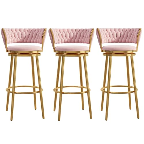 Moderne Barhocker Aus Samt Mit Drehfunktion In Thekenhöhe, Stuhlhocker Mit Niedriger Rückenlehne Und Fußstütze for Das Esszimmer Auf Der Kücheninsel(Pink,3 PCS) von NMVAWIPT