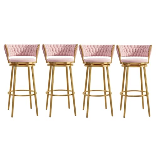 NMVAWIPT Moderne Barhocker Aus Samt Mit Drehfunktion In Thekenhöhe, Stuhlhocker Mit Niedriger Rückenlehne Und Fußstütze for Das Esszimmer Auf Der Kücheninsel(Pink,4 PCS) von NMVAWIPT
