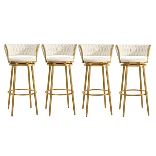 NMVAWIPT Moderne Barhocker Aus Samt Mit Drehfunktion In Thekenhöhe, Stuhlhocker Mit Niedriger Rückenlehne Und Fußstütze for Das Esszimmer Auf Der Kücheninsel(White,4 PCS) von NMVAWIPT