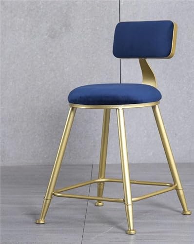 NMVAWIPT Moderne Barhocker Mit Metallrahmen, Rückenlehne Und Fußstütze, Mit Wildleder Gepolsterte Barhocker for Küchentheken(Blue,Sitting Height 45cm) von NMVAWIPT