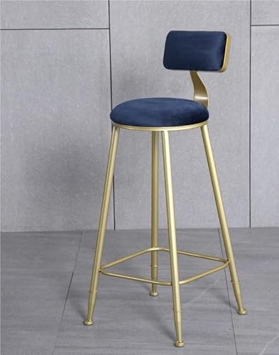 NMVAWIPT Moderne Barhocker Mit Metallrahmen, Rückenlehne Und Fußstütze, Mit Wildleder Gepolsterte Barhocker for Küchentheken(Blue,Sitting Height 65cm) von NMVAWIPT