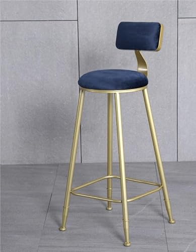 NMVAWIPT Moderne Barhocker Mit Metallrahmen, Rückenlehne Und Fußstütze, Mit Wildleder Gepolsterte Barhocker for Küchentheken(Blue,Sitting Height 75cm) von NMVAWIPT