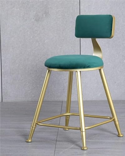 NMVAWIPT Moderne Barhocker Mit Metallrahmen, Rückenlehne Und Fußstütze, Mit Wildleder Gepolsterte Barhocker for Küchentheken(Green,Sitting Height 45cm) von NMVAWIPT
