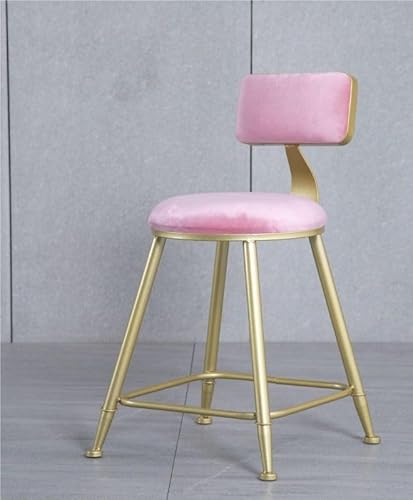 NMVAWIPT Moderne Barhocker Mit Metallrahmen, Rückenlehne Und Fußstütze, Mit Wildleder Gepolsterte Barhocker for Küchentheken(Pink,Sitting Height 45cm) von NMVAWIPT