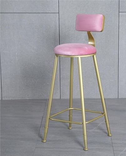 NMVAWIPT Moderne Barhocker Mit Metallrahmen, Rückenlehne Und Fußstütze, Mit Wildleder Gepolsterte Barhocker for Küchentheken(Pink,Sitting Height 65cm) von NMVAWIPT