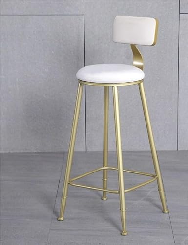 NMVAWIPT Moderne Barhocker Mit Metallrahmen, Rückenlehne Und Fußstütze, Mit Wildleder Gepolsterte Barhocker for Küchentheken(White,Sitting Height 65cm) von NMVAWIPT