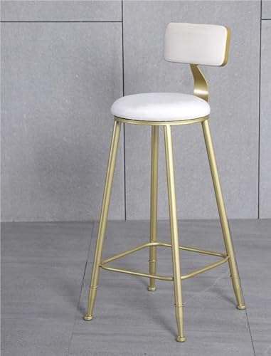 NMVAWIPT Moderne Barhocker Mit Metallrahmen, Rückenlehne Und Fußstütze, Mit Wildleder Gepolsterte Barhocker for Küchentheken(White,Sitting Height 75cm) von NMVAWIPT