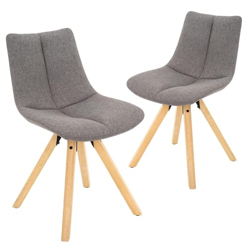 NMVAWIPT Moderne Esszimmerstühle, 2er-Set – Gepolsterte Hohe Rückenlehne Mit Getuftetem Leinenstoffsitz, Beine Aus Massivholz, Akzentstühle(Light Grey) von NMVAWIPT